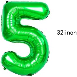 גיבור העל הקישוטים המדהימים של יום הולדת 5 יום הולדת ירוק מספר 5 בלונים 32 אינץ '| בלוני יום ההולדת